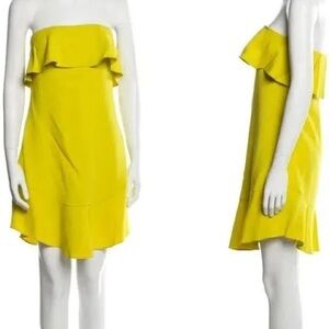 A.L.C Romy Poppy strapless lime yellow ruffle mini dress
